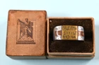 RARE WWII Palermo Sicily 1943 -1944 Wood Inlay Trench Ring Orig. Box Size 11