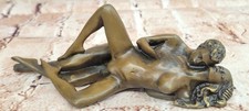 Hand Crafted Couple Making Sweet Love Bronze Sculpture Statue Signed Figure Deco