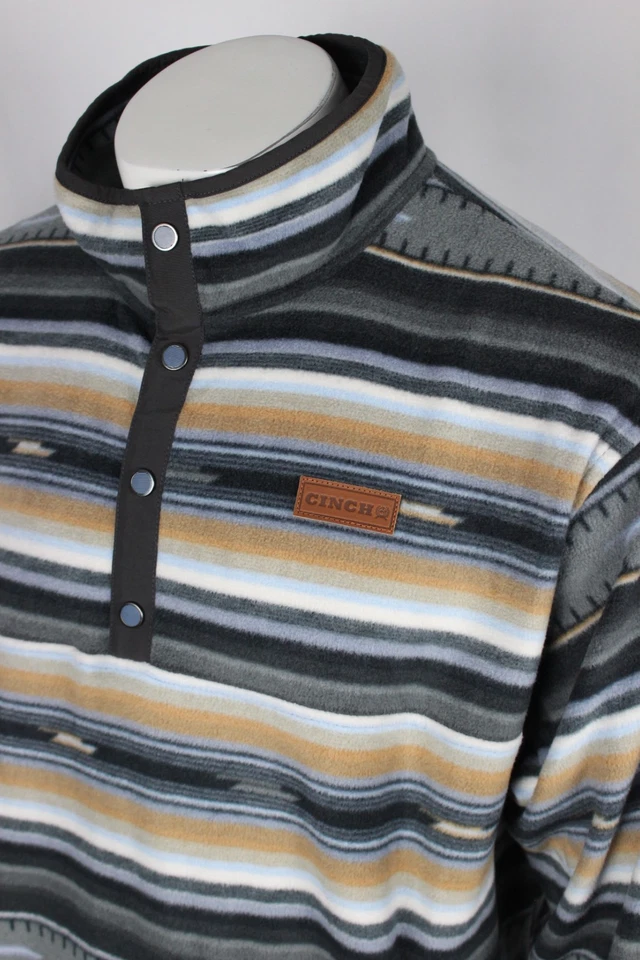 Pullover polar negro con botones a presión negro multi MWK1514024 Cinch para hombre Foto 3 de 4