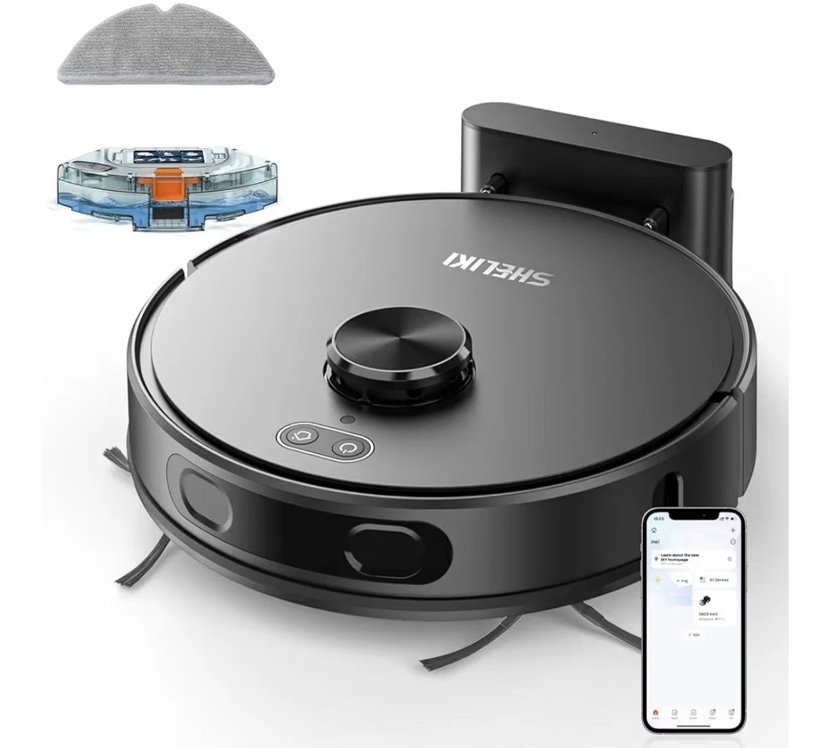 Robot Vacuum and Mop Combo, Robotic Vacuums Cleaner with Lidar Navigation, Smart
