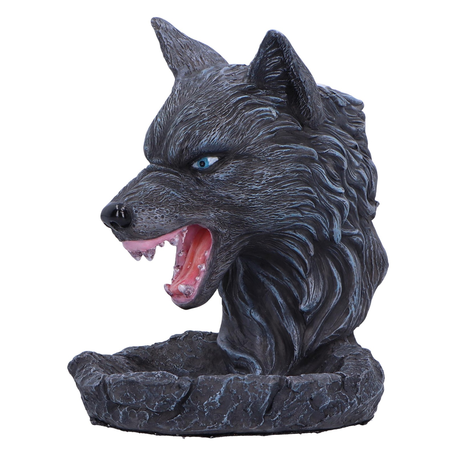 Dark Wolf Head Backflow Incense Burner 11.5Cm NUOVO