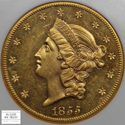 1855 S SS Central America Shipwreck $20 Liberty Head Gold Double