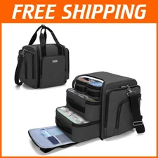 Large Pill Bottle Organizer with Removable Pouches, Black