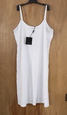 Lineatre Women's Italian Cami Slip Tank Dress White Size M Stretch NWT