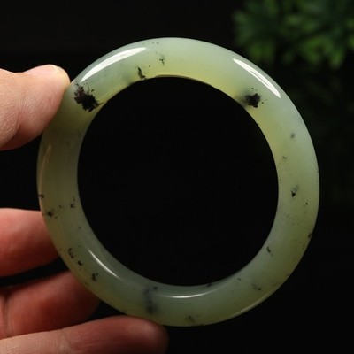 56mm Certified 100% Natural Grade A Black Green Xiu Jade Bracelet Bangle 11623