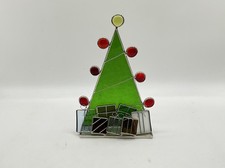 Vintage Stained Glass Colorful 8" Holiday Christmas Tree Decor VGUC