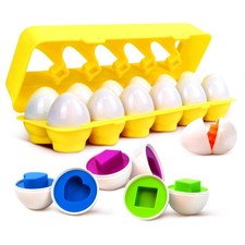 Matching Eggs Toys 12 pcs Set Color  Shape Recoginition Sorter Puzzle for To...