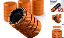 Aluminum Tire Valve Stem Caps   Anti-Rust, Premium Anodized AMBER ORANGE