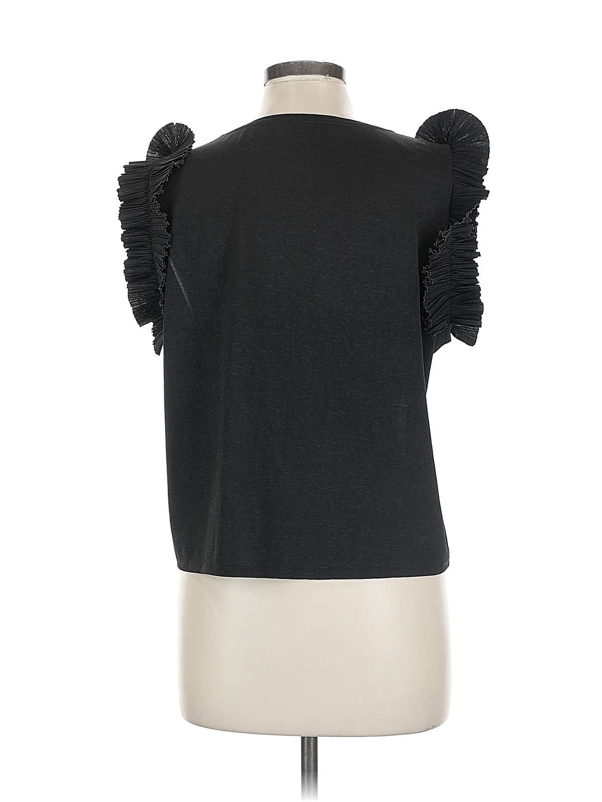 Zara Women Black Short Sleeve Top L thumbnail 2