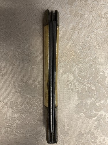 Vtg 2 Blade Folding Fish knife. Yellow Handle - Picture 10 of 12