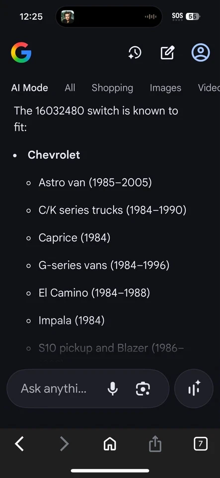 Ventilador de interruptor NOS GM 16032480 para camionetas Chevrolet GMC Buick Olds Pontiac 82-2005 Foto 3 de 4