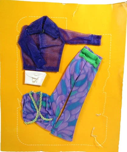 VINTAGE 1970'S BARBIE 11 1/2" DOLL CLONE MOD ERA BELL BOTTOM OUTFIT - ON CARD