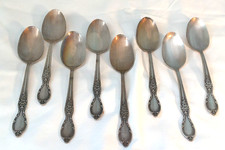 8 Pcs Teaspoon Lot Wm Rogers & Son IS VICTORIAN ROSE Silverplate Silverware