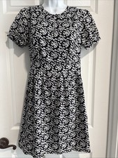 Women’s J. Crew Factory Black White Bow Tie Peter Pan Collar Cap Sleeve Dress, 2