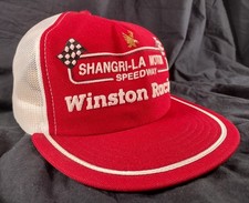 Vintage Winston Racing Shangri-La Speedway Trucker Hat Red White Mesh | USA Made