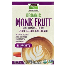 Organic Monk Fruit, Zero-Calorie Sweetener,  70 Packets, 0.035 oz (1 g) Each