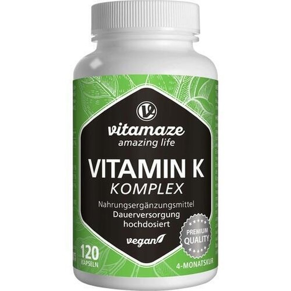 Vitamin K1+K2 Komplex Hochdosiert Vegan Kapseln, 120 St Pzn 13947480-image