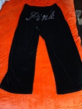 PINK Victoria s Secret Sweatpants, Size L/G , Black with silver Rhinestones. NWT