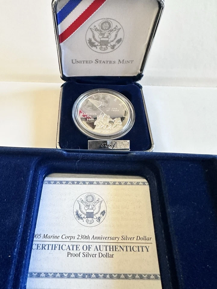 2005 Marine Corps 230th Anniversary Proof Silver Dollar. - Image 2 of 2