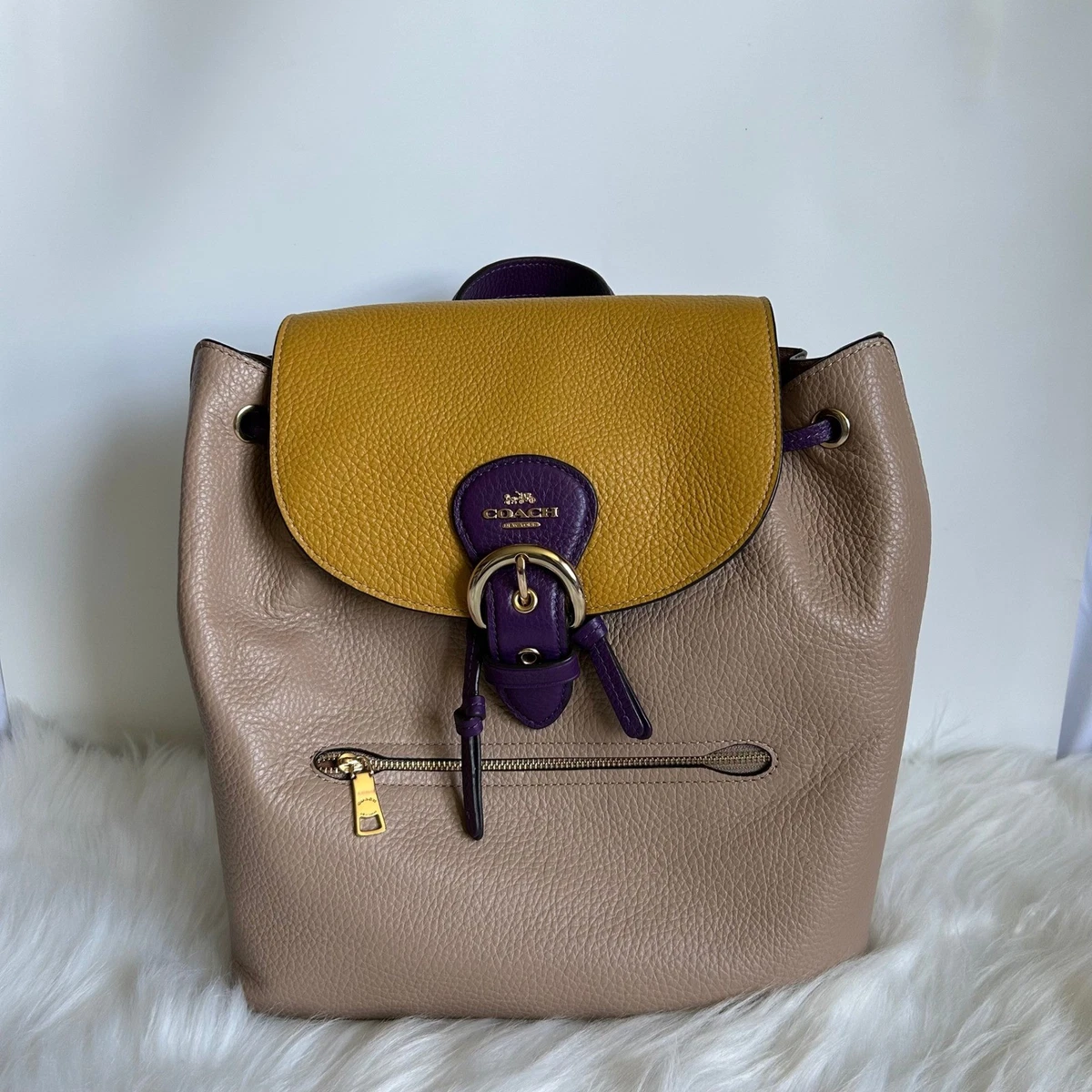 Coach Kleo Taupe Multi Colorblock Pebbled Leather‎ Backpack NEW Coach - Kleo Backpack | Mercari main image 2