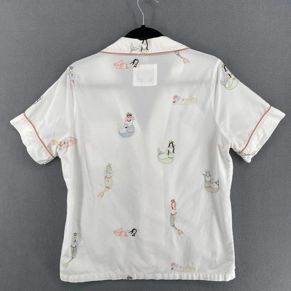 PrintFresh Daughters of Triton Mermaids Short Sleeve Pajama Top Women XS Organic - Imagem 2 de 4