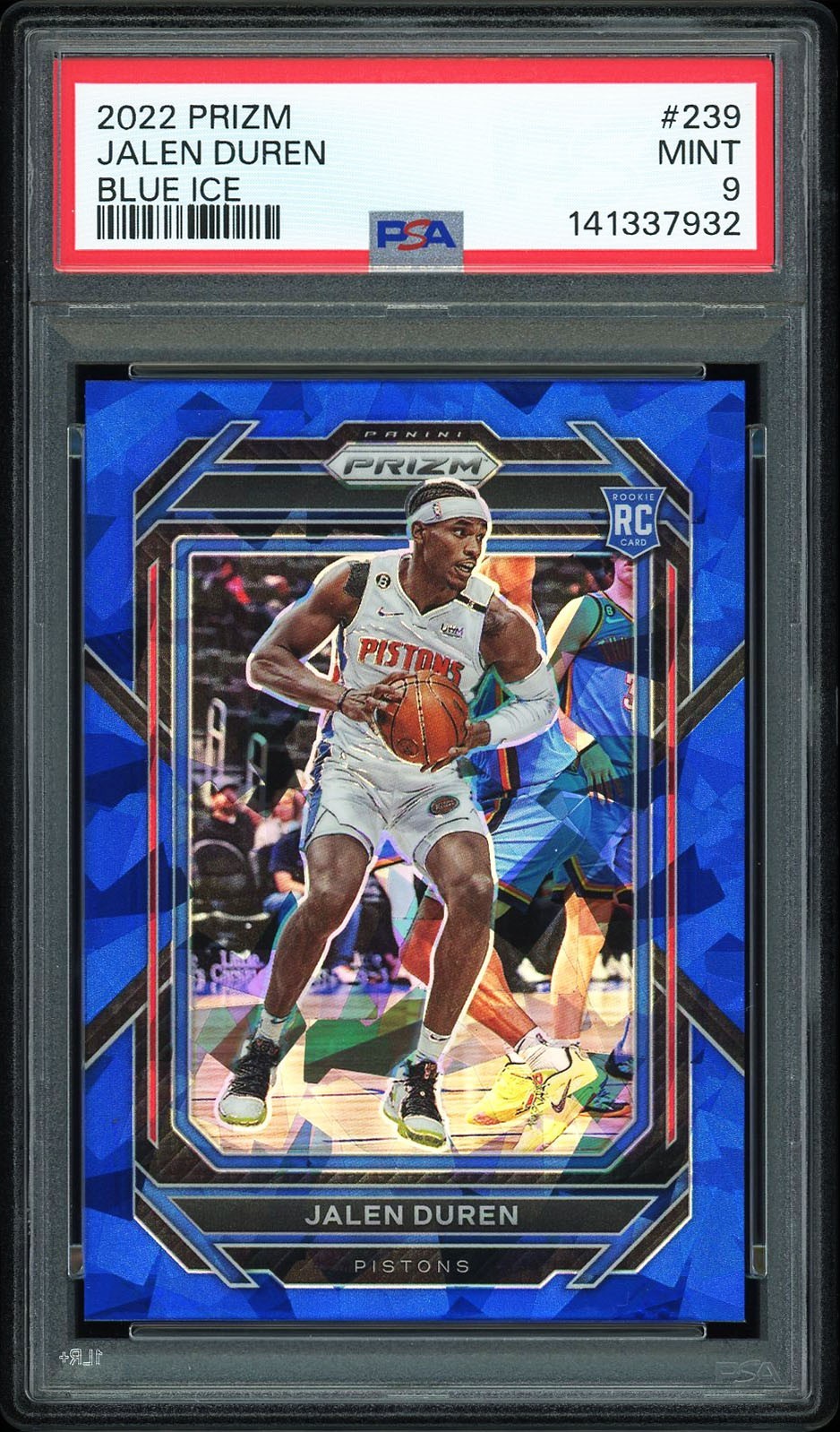Jalen Duren 2022-23 Panini Prizm #239 Blue Ice Rookie /125 PSA 9 Pistons