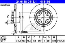 2x ATE Bremsscheibe Für SUBARU Justy I 725431290
