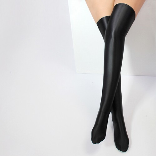 2021NEW Color Women Glossy Stocking Spandex Stretch Shiny Satin Thigh High Sock - Picture 4 of 25