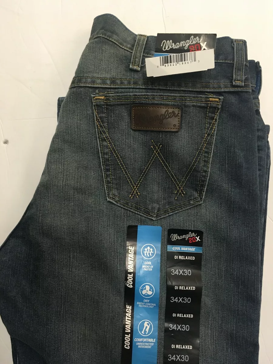 Men s Wrangler 20X Cool Vantage Relaxed Fit Dark Blue Jean 01MCVSB