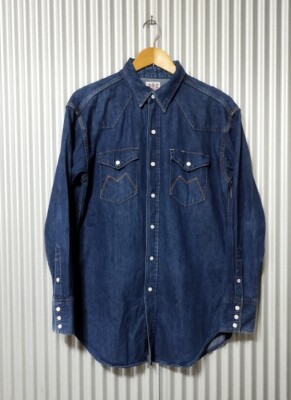 VTG 80s MAVERICK Denim western shirt. Size M. Tight fit. BLUE BRLL