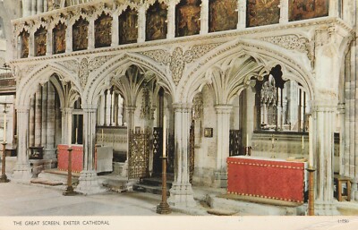 Postcard Chrome The Great Screen Exeter Cathedral England