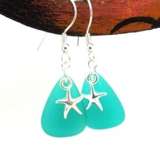 New Beach Sea Glass Earrings Women Silver Plated New