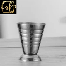 Silver 75Ml Measuring Shot Cup Ounce Jigger Bar Cocktail Drink Mixer Liquor Meas