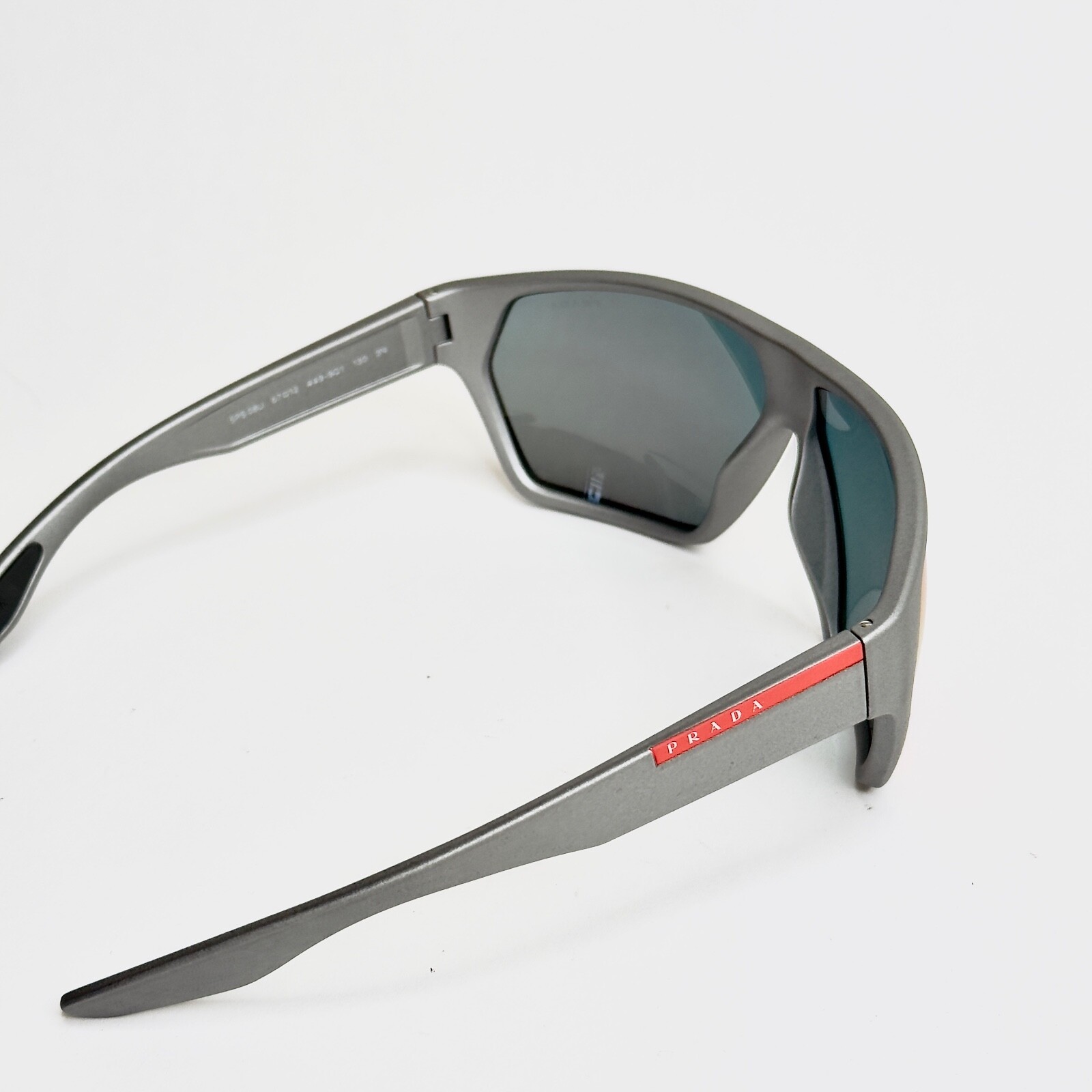 PRADA LINEA ROSSA ACTIVE 08U Silver Red Mirrored Sport Sunglasses PS08US Wrap image 4