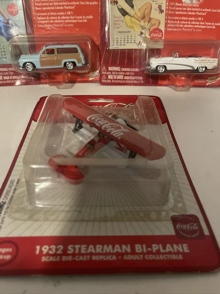 "VINTAGE" 1979 COCA-COLA GEARBOX TOY 1932 STEARMAN BI-PLANE NIB + Calendar Cars! - Image 4 of 4