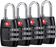 TSA Luggage Locks 4Pack - 3 Digit Combination Padlocks - Approved Travel Lock