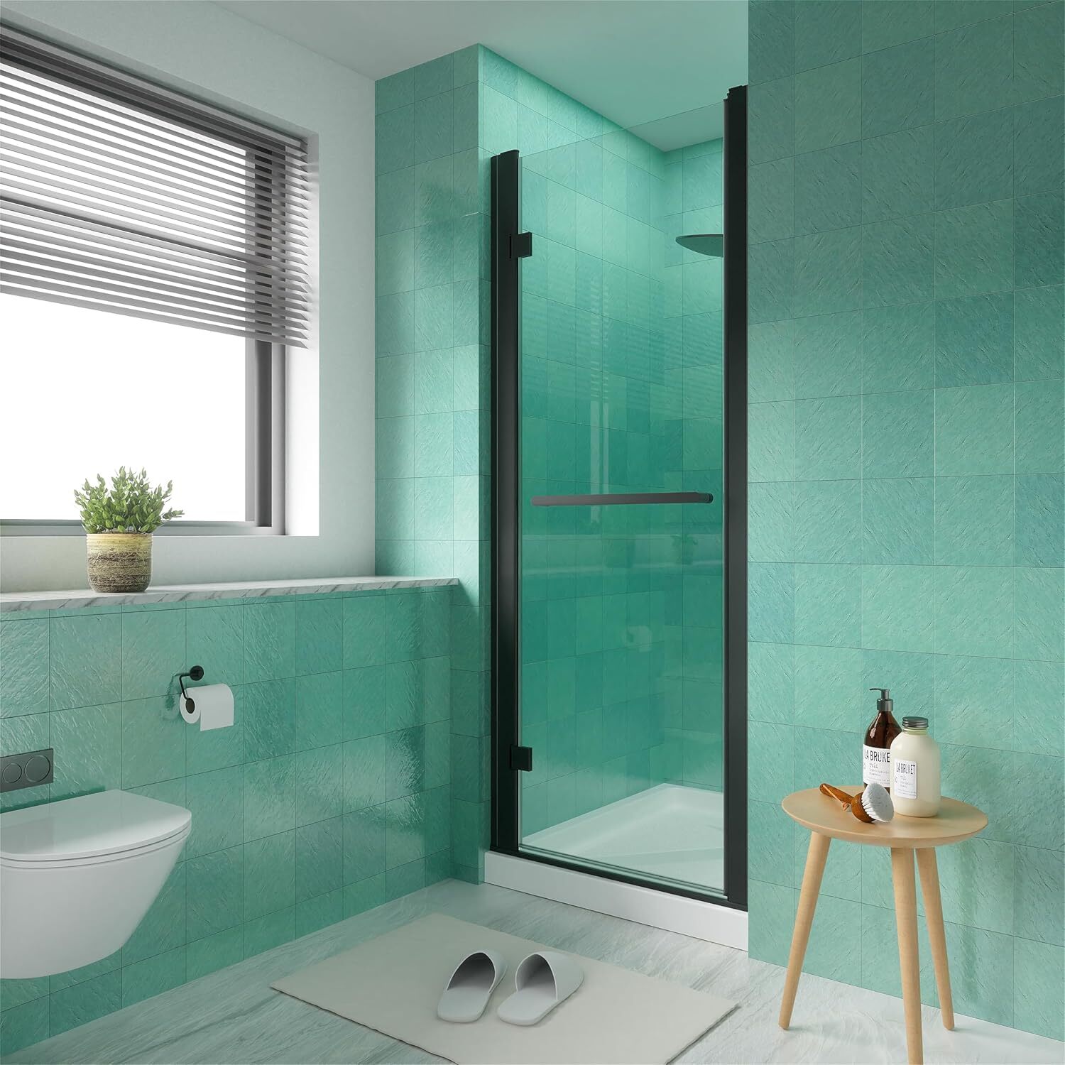 28-30 in.W x72 in.H i-Homare Frameless Pivot Shower Door, 1/4 inch (6mm) SGCC