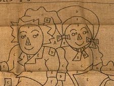 Rug Hook Tufting Printed Burlap RAG DOLLS T-623  Large 24 x 36  Rug Crafters