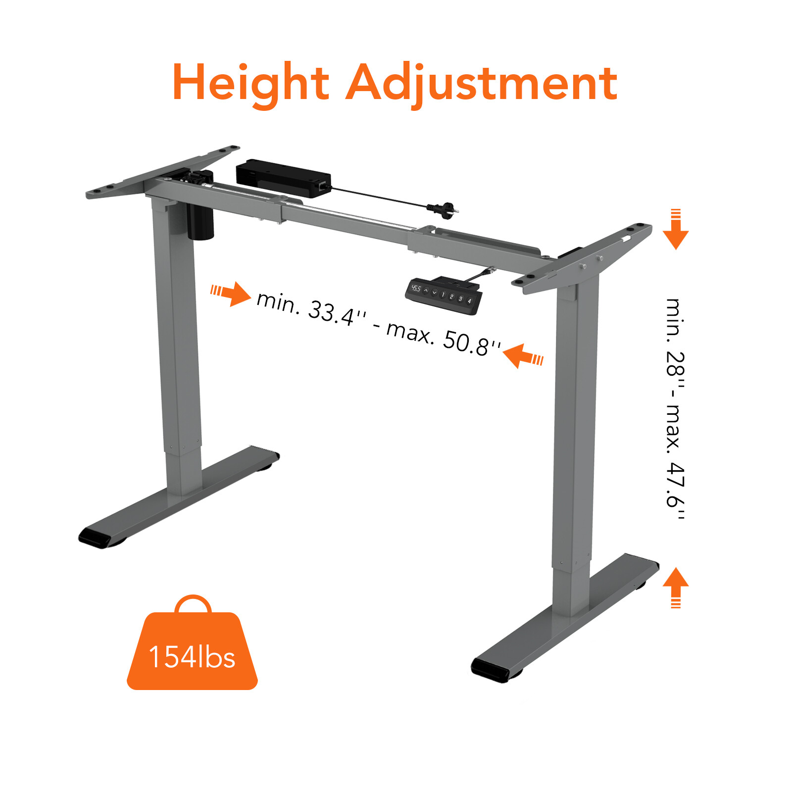 FlexiSpot DIY Adjustable Desk Frame Single Motor Electric Base Standing