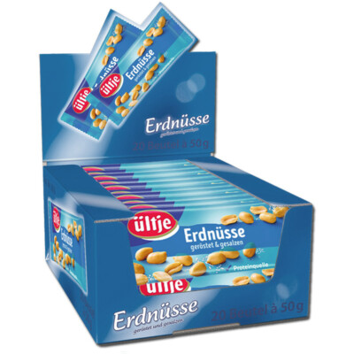 (12,15 /1kg) Ültje Erdnüsse gesalzen 50g, Knabberartikel, 20 Beutel