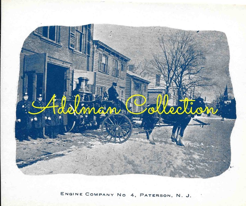 NJ4029 Vintage Paper Photo Paterson New Jersey E4 Horse-Drawn Steamer
