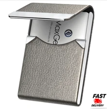 Leather Business Card Holder Metal Slim Pocket Wallet with Magnetic Closure US..