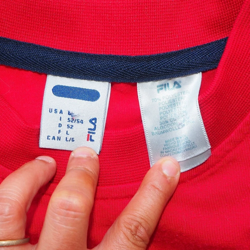 Camiseta Fila Vintage Años 90 Y2K Colorblock Manga Corta Roja/Azul Marino/Blanca Para Hombre L Foto 3 de 4