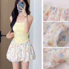 Women Floral Bloomer Shorts Puffy Culottes High Waist Bud Skirt Pants Bottoms