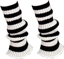 Women'S Leg Warmers Y2K, Black and White Striped Flared Leg Warmers Fashion Knit