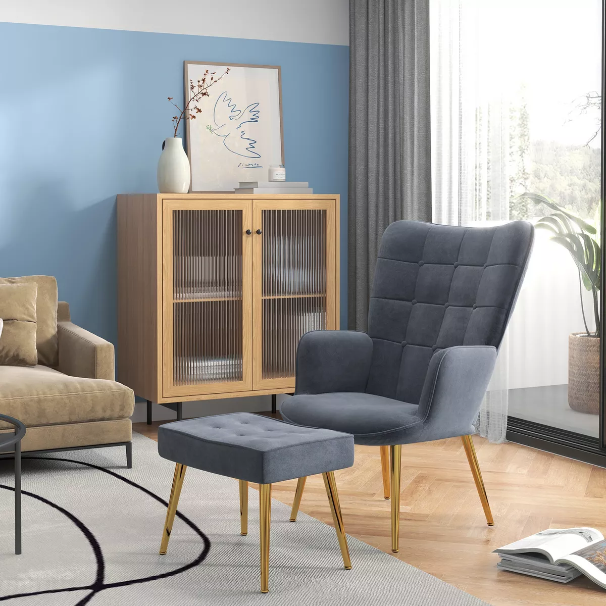 Accent chair dark deals grey