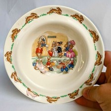 Royal Doulton Collectible Bunnykins Bowl Soup Cereal Fine China Getting Tickets