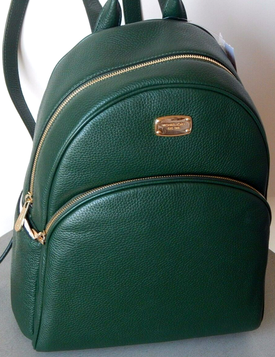 ?MICHAEL KORS ABBEY LARGE BACKPACK GREEN LEATHER TRAVEL  display picture 1
