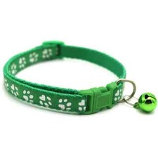 Cat Dog Adjustable Safety Kitty Puppy Pet Collar Bell  Buckle Paws Emerald 1pc