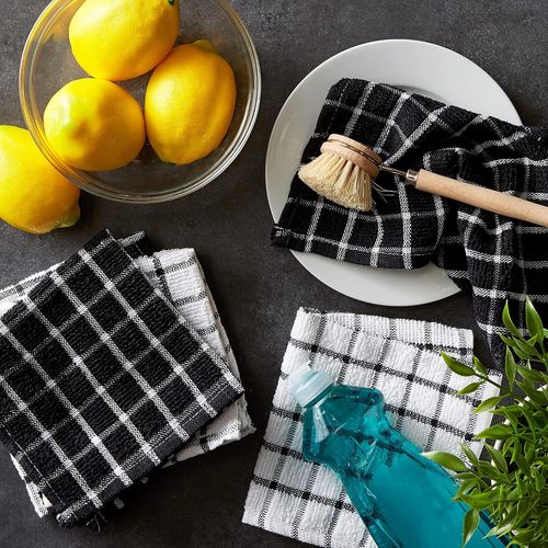 Basic Terry Collection Fensterscheiben-Geschirrtuch-Set, 12 x 12, schwarz, 6-teilig - Bild 6 von 12
